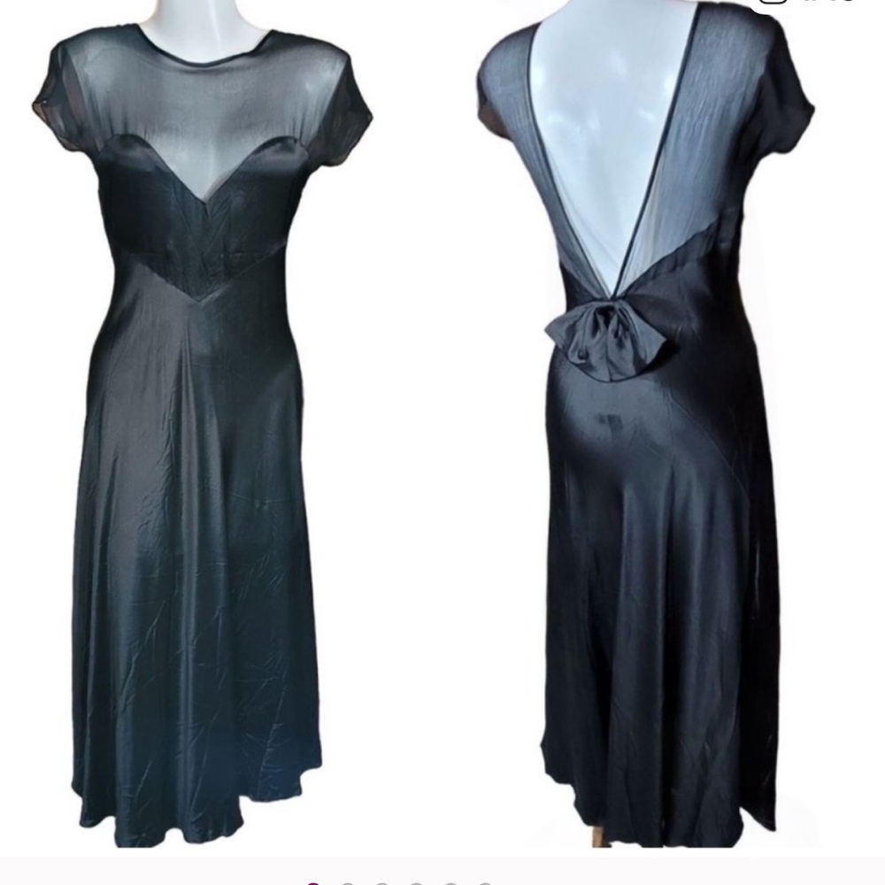 Elegant True Vintage Black Silk Slip Dress small sexy stunning
